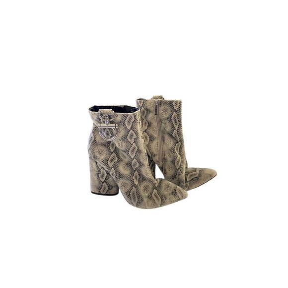 Cape Robbin Faux Snakeskin Ankle Boots Cream Size 8 Mobwife Glam Neutral Boho - Picture 2 of 11